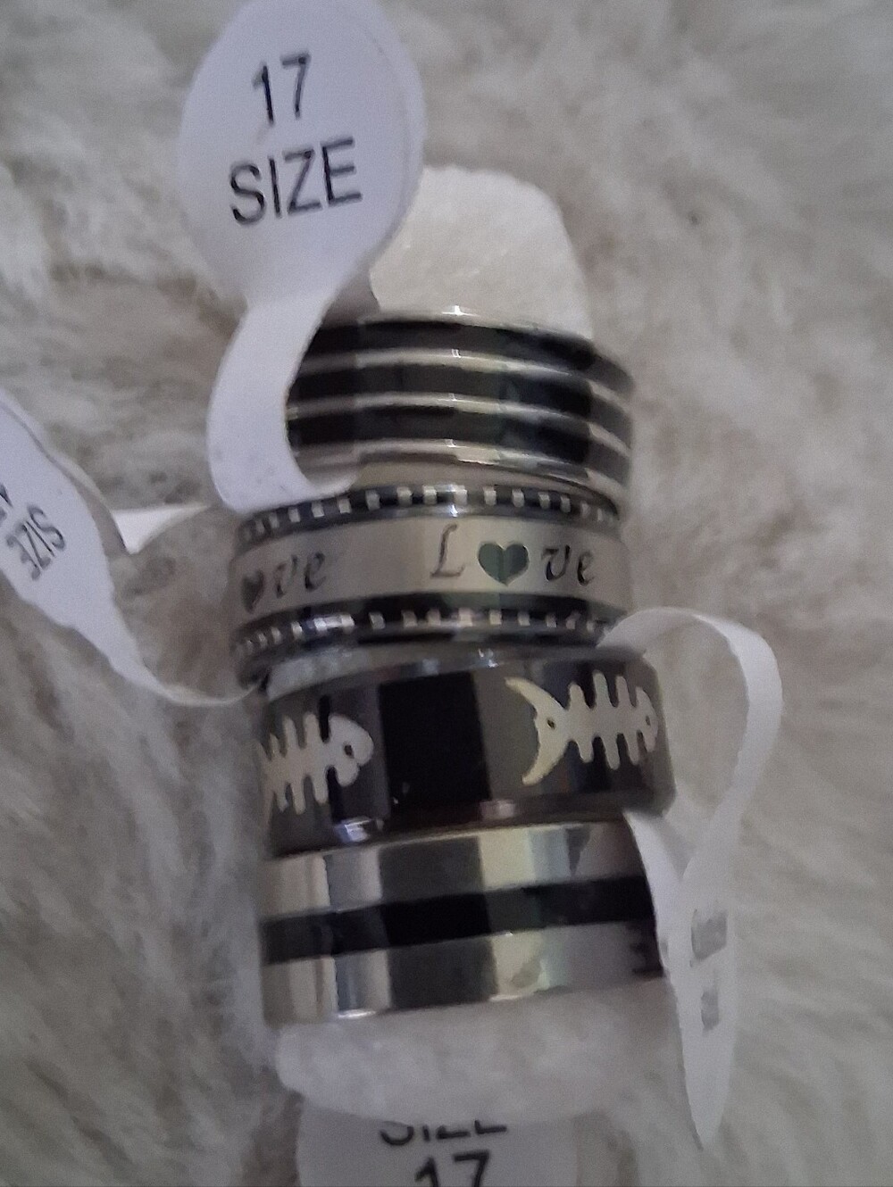 Men's Stainless Steel Black & Silver Stackable Rings Set